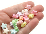 75 11mm Mixed Shiny Pastel Colors Puffed Star Plastic Beads Loose Miniature Celestial Beads Jewelry Making Beading Supplies Beads to String