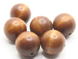 6 22mm Round Brown Wood Beads Vintage Beads New Old Stock Beads Macrame Beads Jewelry Making Beading Supplies Large Beads Wooden Bead