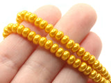 120 5mm Bright Yellow Glass Pearl Beads Faux Pearls Jewelry Making Beading Supplies Rondelle Beads Saucer Beads Small Pearl Spacer Beads