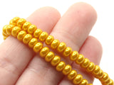 120 5mm Bright Yellow Glass Pearl Beads Faux Pearls Jewelry Making Beading Supplies Rondelle Beads Saucer Beads Small Pearl Spacer Beads