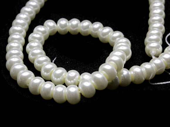 90 6mm White Glass Pearl Beads Faux Pearls Jewelry Making Beading Supplies Rondelle Beads Saucer Beads Small Pearl Spacer Beads
