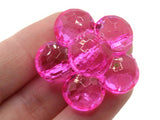 2 35mm Large Bright Pink Flower Buttons Flat Faceted Floral Plastic Shank Buttons Jewelry Making Beading Supplies Sewing Supplies