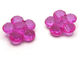 2 35mm Large Bright Pink Flower Buttons Flat Faceted Floral Plastic Shank Buttons Jewelry Making Beading Supplies Sewing Supplies