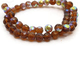 50 6mm Brown Glass Beads Faceted Round Beads AB Finish Glass Beads Jewelry Making Beading Supplies Loose Beads