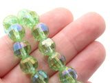 36 10mm Green Faceted Round Beads AB Finish Full Strand Glass Beads Jewelry Making Beading Supplies