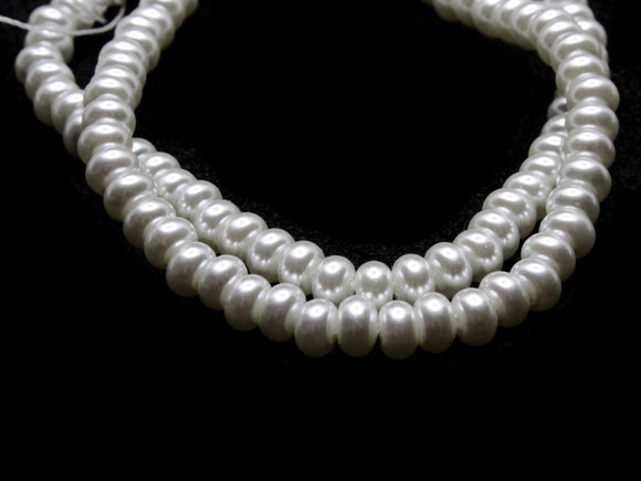120 5mm White Glass Pearl Beads Faux Pearls Jewelry Making Beading Supplies Rondelle Beads Saucer Beads Small Pearl Spacer Beads