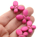 7 25mm Butterfly Beads Dyed Bright Pink Synthetic Turquoise Beads Jewelry Making Beading Supplies Smileyboy Gemstone Beads Animal Beads