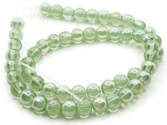 54 6mm Clear Green Glass Beads Round Beads Green Glass Beads AB Finish Jewelry Making Beading Supplies Loose Beads