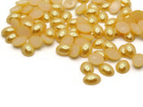 100 8mm x 6mm Yellow Pearl Oval Cabochons Flatback Cabochons Faux Pearl Plastic Cabochons Jewelry Making Crafting Supplies