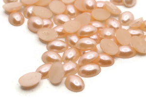 100 8mm x 6mm Peach Pink Pearl Oval Cabochons Flatback Cabochons Faux Pearl Plastic Cabochons Jewelry Making Crafting Supplies