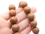 27 15mm Round Brown Synthetic Turquoise Gemstone Beads Dyed Beads Jewelry Making Beading Supplies Stone Beads