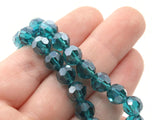 36 8mm Teal Blue Faceted Round Beads Full Strand Glass Beads Jewelry Making Beading Supplies