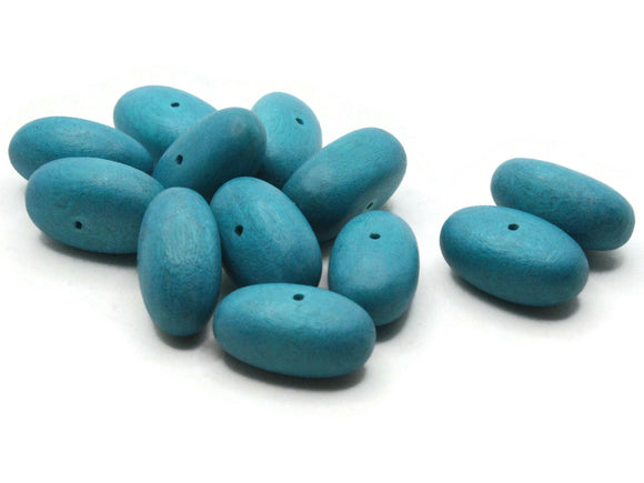 12 21mm Oval Beads Blue Beads Vintage Beads Wood Beads Wooden Beads Oval Beads Large Beads Jewelry Making Beading Supplies