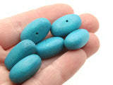 12 21mm Oval Beads Blue Beads Vintage Beads Wood Beads Wooden Beads Oval Beads Large Beads Jewelry Making Beading Supplies