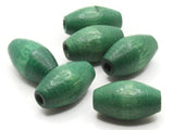 6 1 Inch Tube Beads Green Beads Wood Beads Wooden Beads Vintage Beads Large Hole Beads Macrame Beads Jewelry Making Beading Supplies