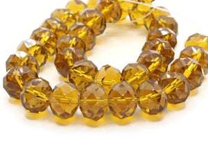 35 11mm x 9mm Brown Faceted Rondelle Beads Glass Beads Jewelry Making Beading Supplies Loose Beads to String