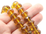 35 11mm x 9mm Brown Faceted Rondelle Beads Glass Beads Jewelry Making Beading Supplies Loose Beads to String