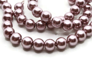 53 8mm Purple Gray Glass Pearl Beads Faux Pearls Jewelry Making Beading Supplies Round Accent Beads Ball Beads Small Spacer Beads