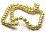 53 8mm Yellow Glass Pearl Beads Faux Pearls Jewelry Making Beading Supplies Round Accent Beads Ball Beads Small Spacer Beads