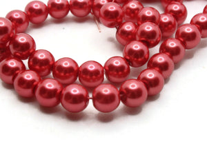 53 8mm Red Glass Pearl Beads Faux Pearls Jewelry Making Beading Supplies Round Accent Beads Ball Beads Small Spacer Beads