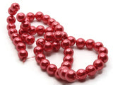 53 8mm Red Glass Pearl Beads Faux Pearls Jewelry Making Beading Supplies Round Accent Beads Ball Beads Small Spacer Beads