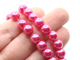 53 8mm Bright Pink Glass Pearl Beads Faux Pearls Jewelry Making Beading Supplies Round Accent Beads Ball Beads Small Spacer Beads
