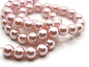 53 8mm Pink Glass Pearl Beads Faux Pearls Jewelry Making Beading Supplies Round Accent Beads Ball Beads Small Spacer Beads