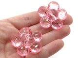 2 35mm Large Light Pink Flower Buttons Flat Faceted Floral Plastic Shank Buttons Jewelry Making Beading Supplies Sewing Supplies