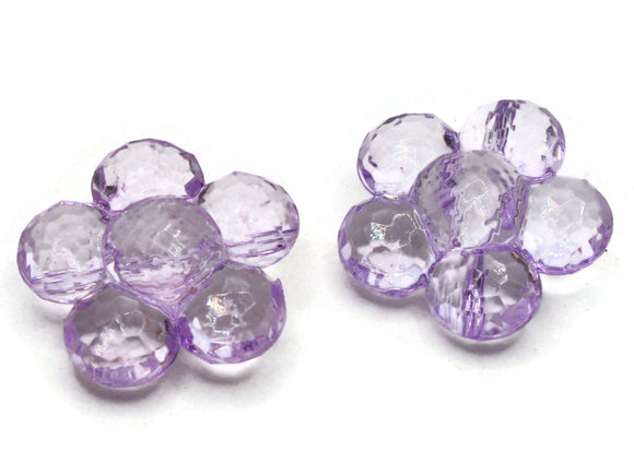 2 35mm Large Purple Flower Buttons Flat Faceted Floral Plastic Shank Buttons Jewelry Making Beading Supplies Sewing Supplies