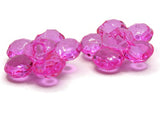 2 35mm Large Bright Pink Flower Buttons Flat Faceted Floral Plastic Shank Buttons Jewelry Making Beading Supplies Sewing Supplies