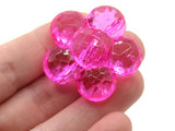 2 35mm Large Bright Pink Flower Buttons Flat Faceted Floral Plastic Shank Buttons Jewelry Making Beading Supplies Sewing Supplies