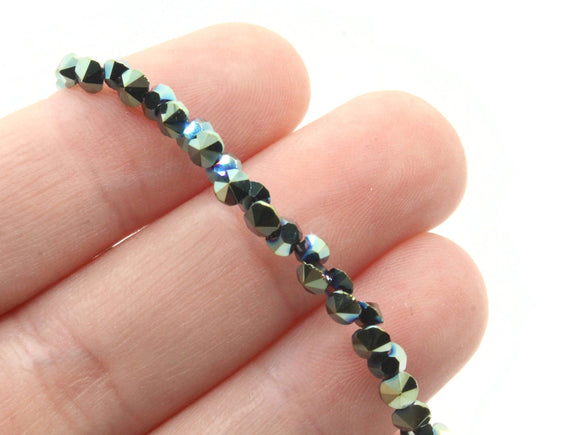 145 3mm Cadet Blue Glass Faceted Diamond Shaped Beads Full Strand Jewelry Making Beading Supplies Small Spacer Beads