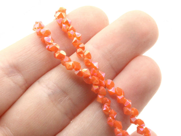 145 3mm Orange Glass Faceted Diamond Shaped Beads Full Strand Jewelry Making Beading Supplies Small Spacer Beads