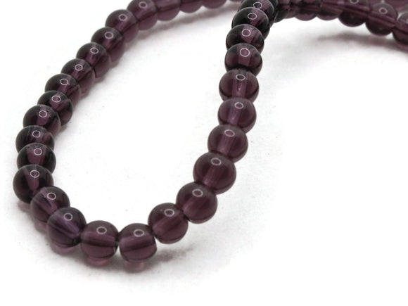 80 4mm Clear Purple Glass Beads Round Beads Pink Glass Beads Jewelry Making Beading Supplies Loose Beads