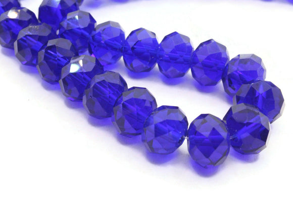 35 12mm Blue Faceted Rondelle Beads Glass Beads Jewelry Making Beading Supplies Loose Beads to String