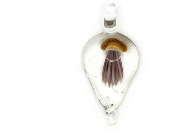 Brown Luminescent Jellyfish Glass Pendant Teardrop Pendant Jewelry Making Beading Supplies