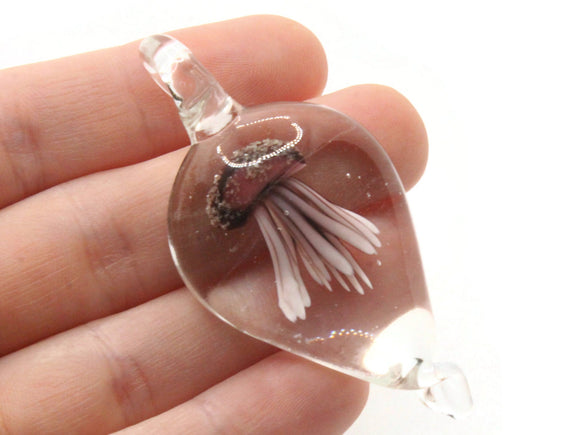 Purple Luminescent Jellyfish Glass Pendant Teardrop Pendant Jewelry Making Beading Supplies