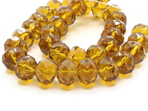 34 12mm Clear Brown Faceted Rondelle Beads Glass Beads Jewelry Making Beading Supplies Loose Beads to String