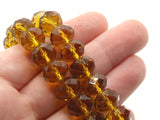 34 12mm Clear Brown Faceted Rondelle Beads Glass Beads Jewelry Making Beading Supplies Loose Beads to String