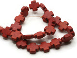 25 15mm Red Synthetic Turquoise Gemstone Cross Beads Dyed Red Beads Jewelry Making Beading Supplies Stone Beads