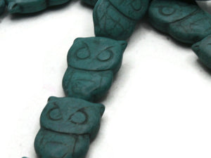 14 29mm Owl Beads Turquoise Blue Dyed Synthetic Turquoise Bird Beads Full Strand Jewelry Making Beading Supplies Gemstone Beads Animal Beads