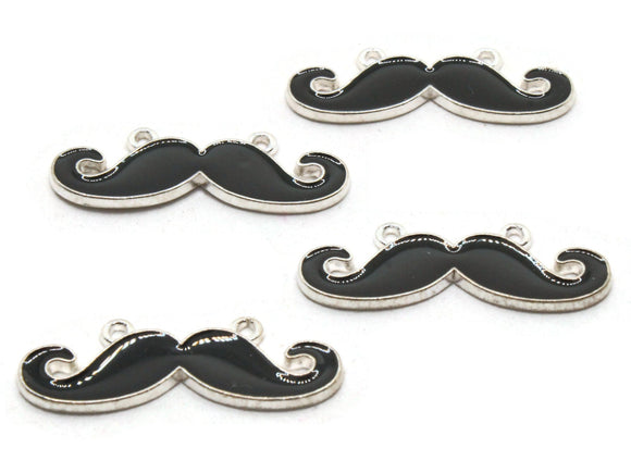 4 36mm Alloy Metal Mustache Pendants Black Facial Hair Beads 2 Holes Platinum or Silver Alloy Jewelry Making Beading Supplies