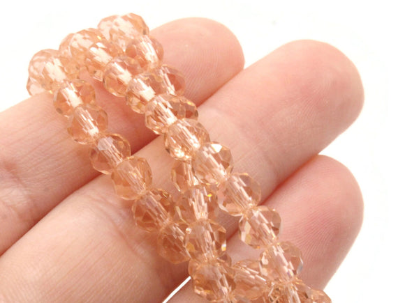 86 6mm Pink Faceted Round Beads Full Strand Glass Beads Jewelry Making Beading Supplies