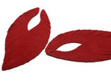 2 85mm Red Suede Leather Feather Tassel Pendants Jewelry Making Beading Supplies Focal Beads Drop Beads