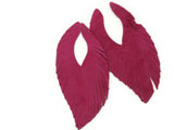 2 85mm Bright Pink Suede Leather Feather Tassel Pendants Jewelry Making Beading Supplies Focal Beads Drop Beads