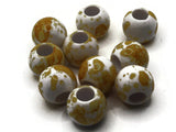 10 20mm Large Hole Macrame Beads White and Yellow Spatter Paint Beads Jewelry Making Beading Supplies Round Beads Plastic Ball Beads