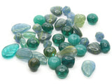 38 Mixed Dark Green Pressed Glass Beads Czech Glass Beads Jewelry Making Beading Supplies