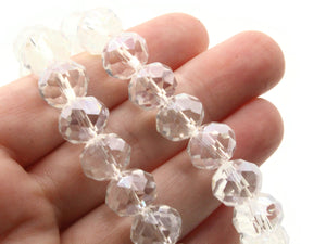 35 12mm Clear Faceted Rondelle Beads Glass Beads Jewelry Making Beading Supplies Loose Beads to String