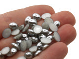 100 8mm x 6mm Gray Pearl Oval Cabochons Flatback Cabochons Faux Pearl Plastic Cabochons Jewelry Making Crafting Supplies