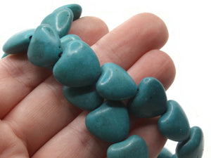 29 15mm Turquoise Blue Heart Beads Gemstone Beads Dyed Beads Jewelry Making Beading Supplies Synthetic Turquoise Stone Beads